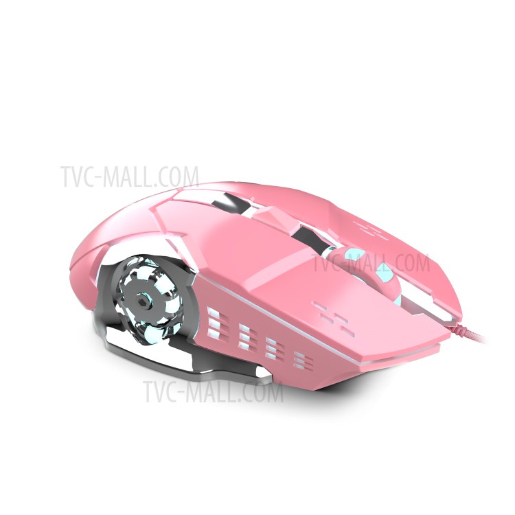 HXSJ X500 3200 DPI USB Wired Laptop Computer Gaming Mouse with LED Light - Pink-1