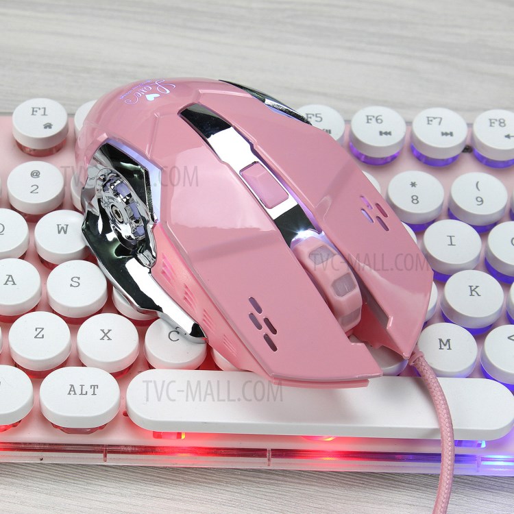 HXSJ X500 3200 DPI USB Wired Laptop Computer Gaming Mouse with LED Light - Pink-13