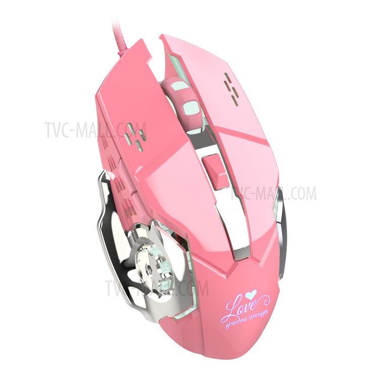 HXSJ X500 3200 DPI USB Wired Laptop Computer Gaming Mouse with LED Light - Pink-15