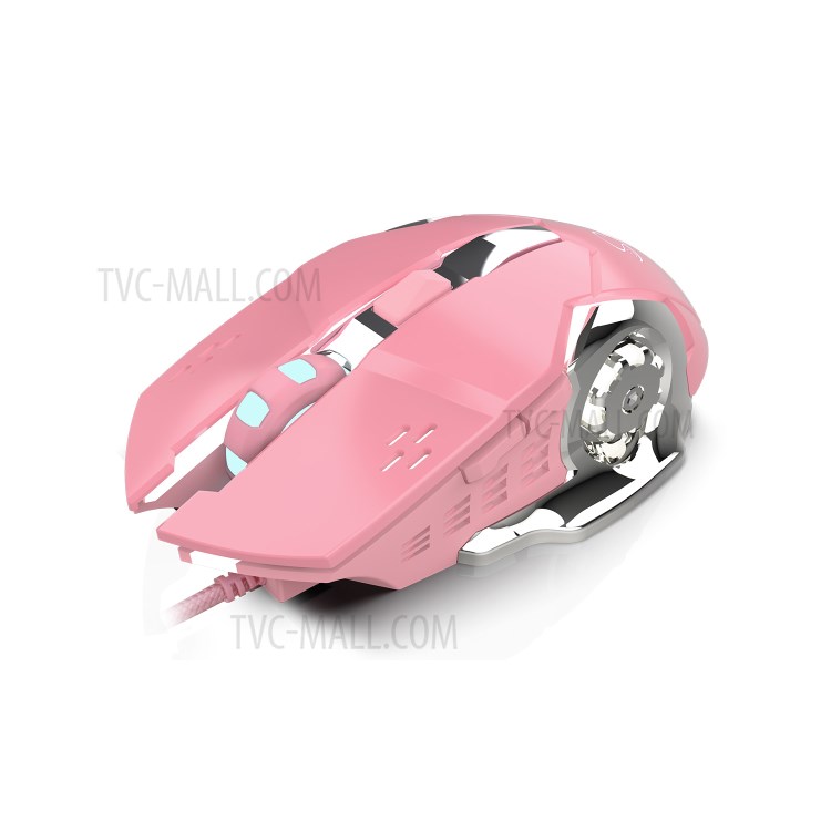 HXSJ X500 3200 DPI USB Wired Laptop Computer Gaming Mouse with LED Light - Pink-2