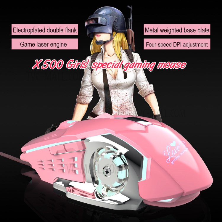 HXSJ X500 3200 DPI USB Wired Laptop Computer Gaming Mouse with LED Light - Pink-5