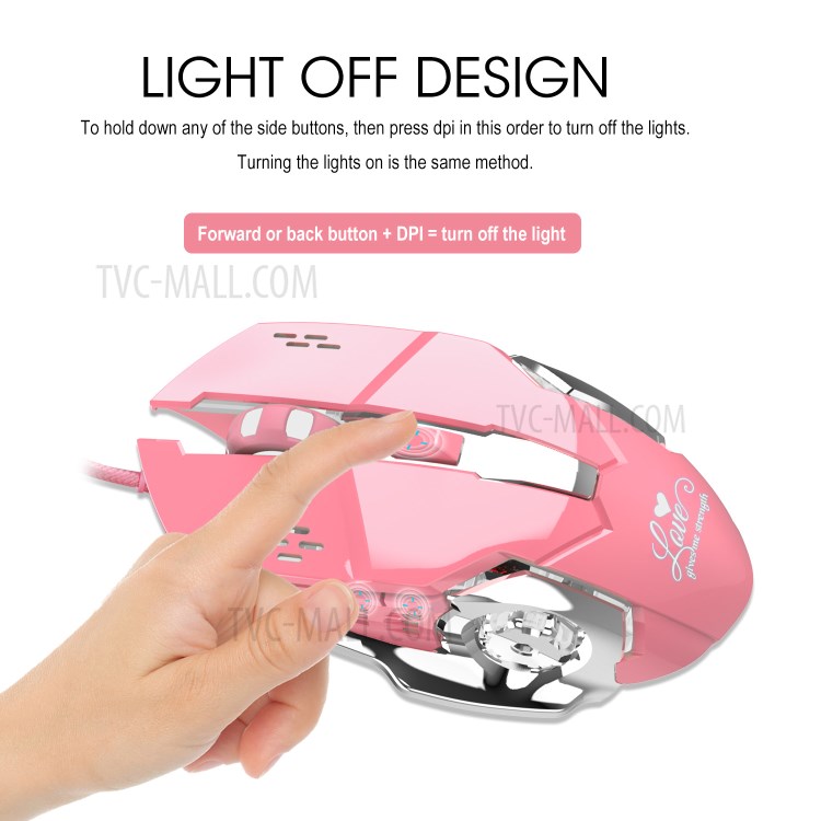 HXSJ X500 3200 DPI USB Wired Laptop Computer Gaming Mouse with LED Light - Pink-6