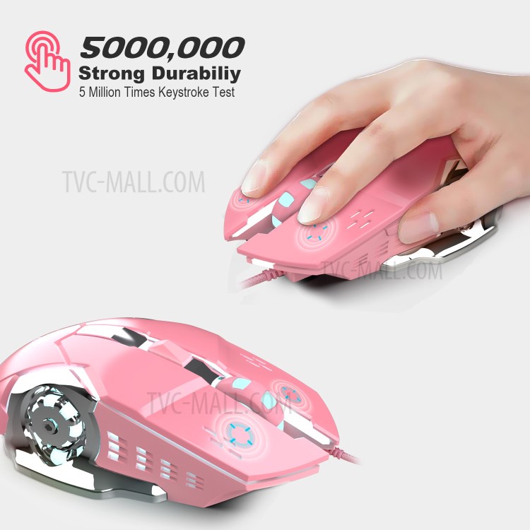 HXSJ X500 3200 DPI USB Wired Laptop Computer Gaming Mouse with LED Light - Pink-8