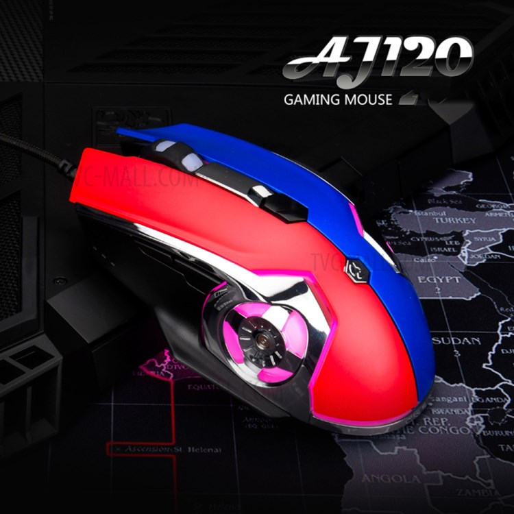AJAZZ AJ120 Ergonomic USB Wired Gaming Mouse RGB Backlight 3200DPI Gamer Mice for PC Laptop Computer - Black / Red-2