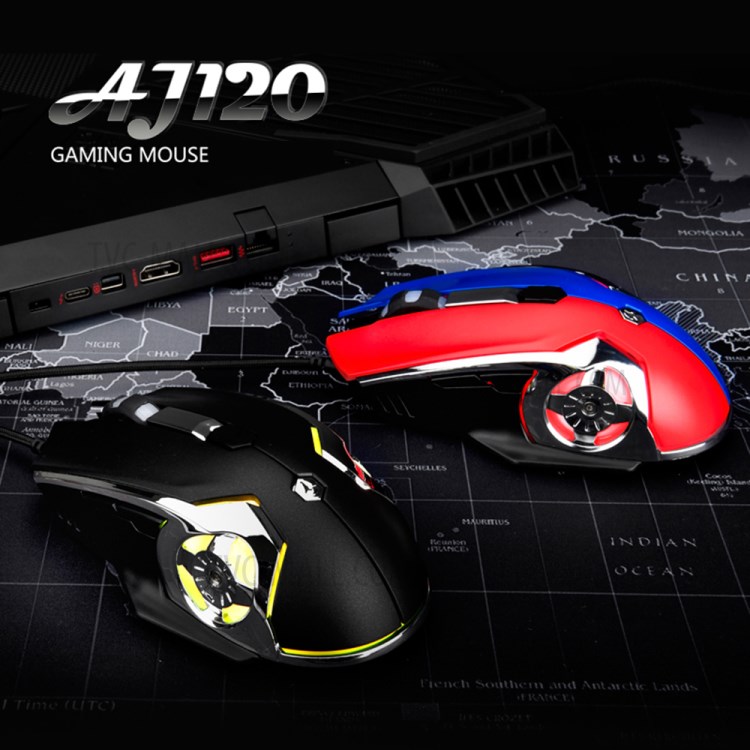 AJAZZ AJ120 Ergonomic USB Wired Gaming Mouse RGB Backlight 3200DPI Gamer Mice for PC Laptop Computer - Black / Red-3