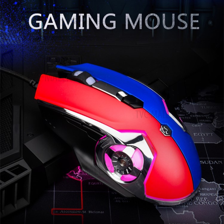 AJAZZ AJ120 Ergonomic USB Wired Gaming Mouse RGB Backlight 3200DPI Gamer Mice for PC Laptop Computer - Black / Red-5