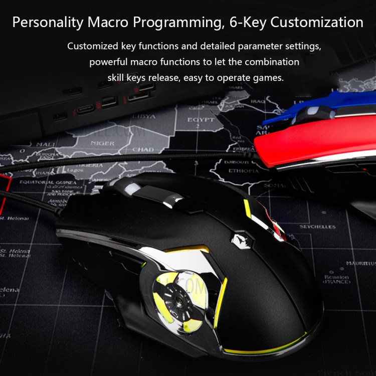 AJAZZ AJ120 Ergonomic USB Wired Gaming Mouse RGB Backlight 3200DPI Gamer Mice for PC Laptop Computer - Black / Red-7