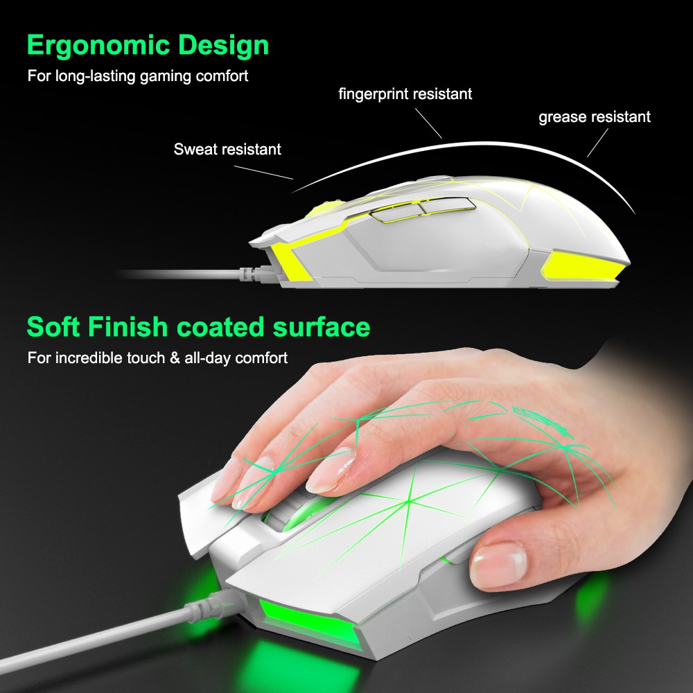 AJAZZ AJ52 Star Version USB Wired Gaming Mouse 2500DPl Optical Mice with RGB Breathing Lights for Gamer Computer - Black-5