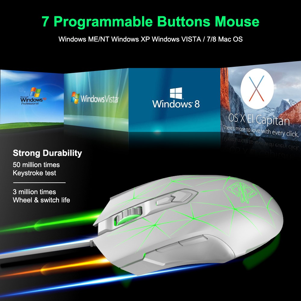 AJAZZ AJ52 Star Version USB Wired Gaming Mouse 2500DPl Optical Mice with RGB Breathing Lights for Gamer Computer - Black-7