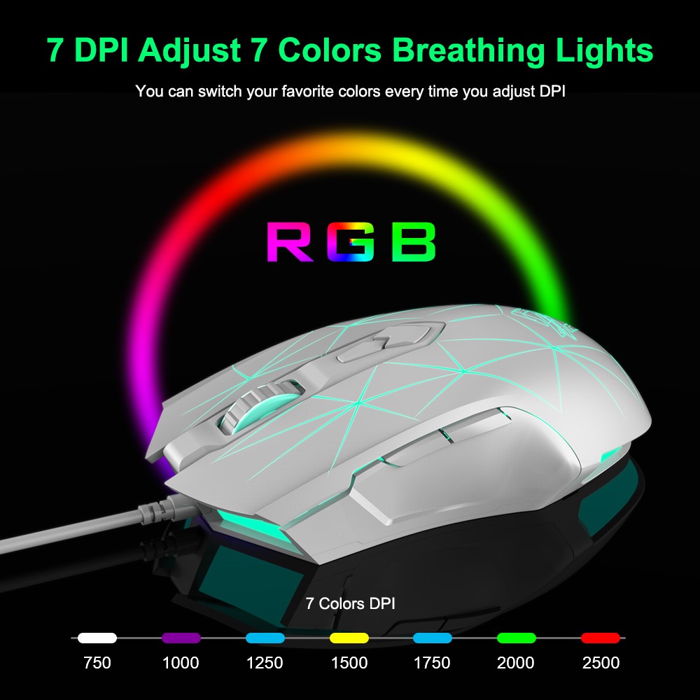 AJAZZ AJ52 Star Version USB Wired Gaming Mouse 2500DPl Optical Mice with RGB Breathing Lights for Gamer Computer - Black-8