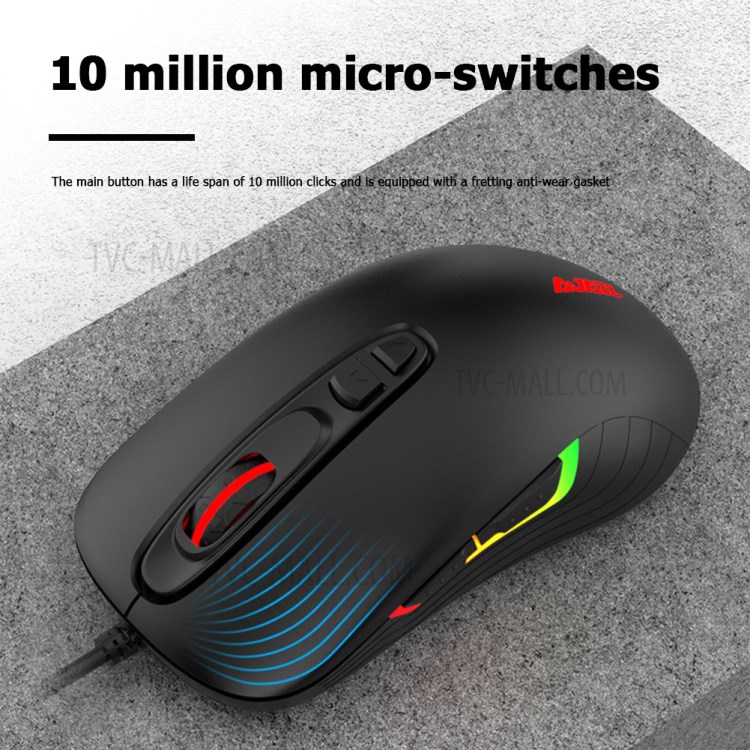 AJAZZ AJ125 Gaming Mouse Wired Mute Gamer Mice 7 Button USB Computer Mouse 10000 DPI Adjustable for Computer PC Laptop - Black-2