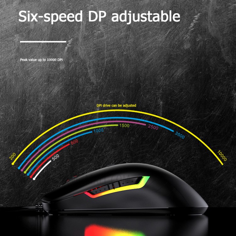 AJAZZ AJ125 Gaming Mouse Wired Mute Gamer Mice 7 Button USB Computer Mouse 10000 DPI Adjustable for Computer PC Laptop - Black-3