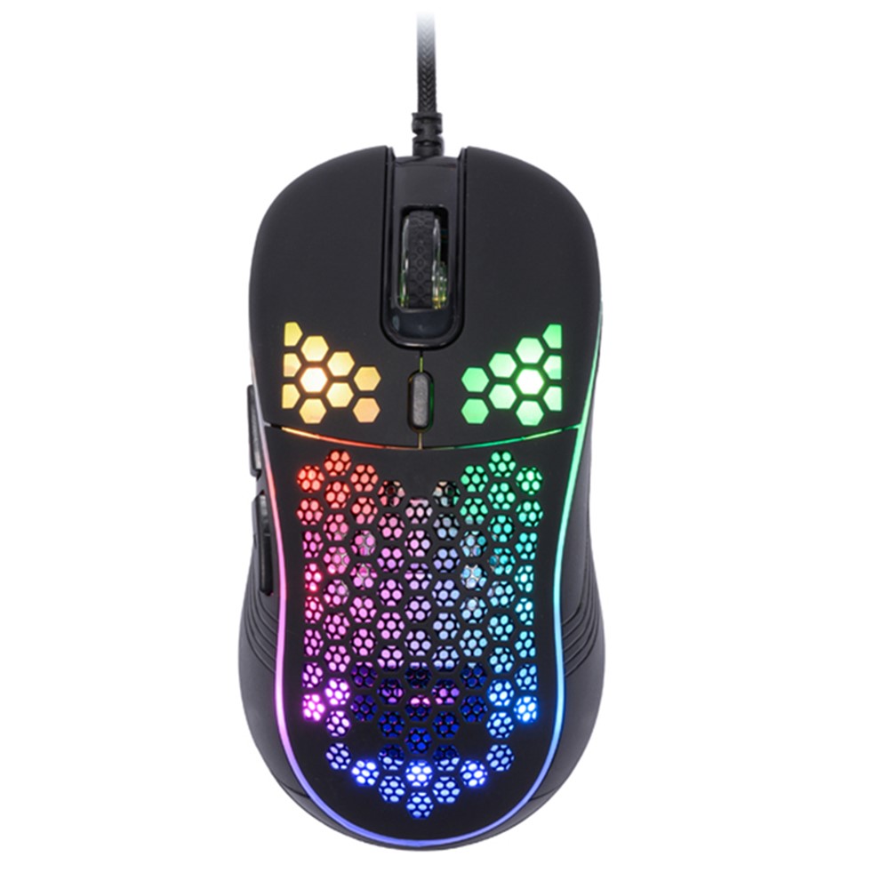 GM86 Lightweight Honeycomb Shell Wired Mouse 6-Key USB Gaming Mouse with Colorful Breathing Lights-3