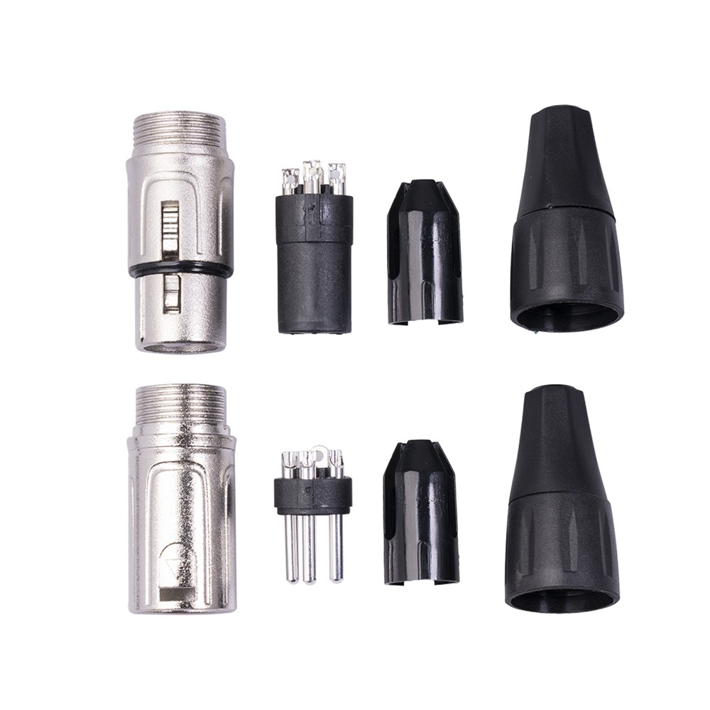 1 Pair XK401 Silver Plated 3Pin XLR Female and Male Connector Microphone Audio MIC Adapter Converter-7