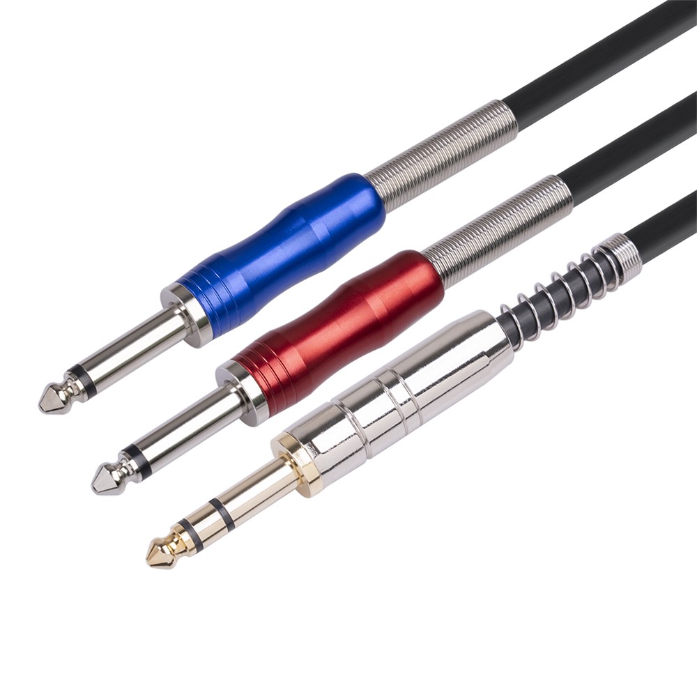 BLS0201 1/4 Inch(6.35mm) TRS Stereo Y-Splitter Insert Cable 1/4 Inch Male Jack to Dual 1/4 Inch Male TS Mono Breakout Cable Audio Patch Cord 1.8m-4