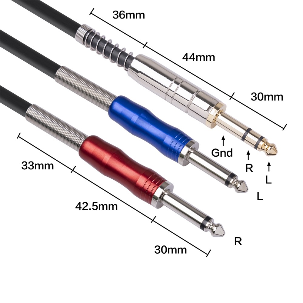 BLS0201 1/4 Inch(6.35mm) TRS Stereo Y-Splitter Insert Cable 1/4 Inch Male Jack to Dual 1/4 Inch Male TS Mono Breakout Cable Audio Patch Cord 1.8m-9