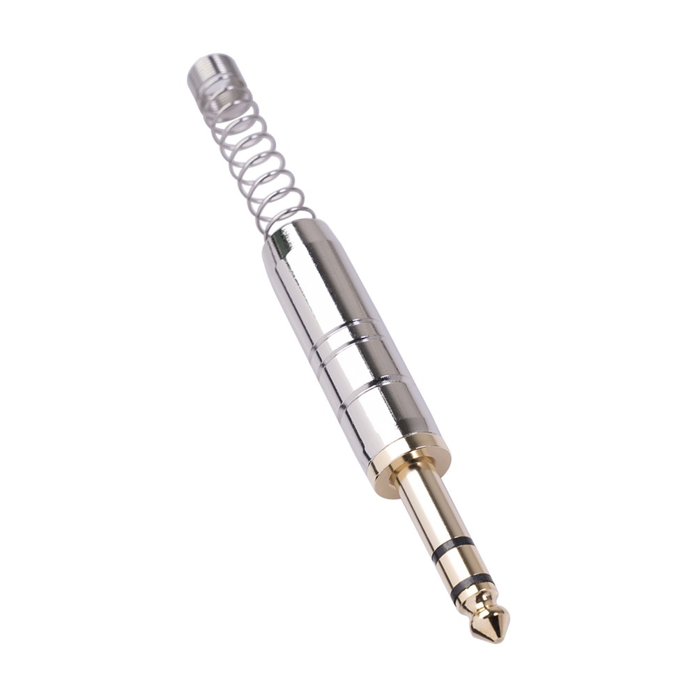 BLS02 6.35mm Gold-Plated Head Stereo with Spring DIY Welding Plug Metal Shell Adapter-1