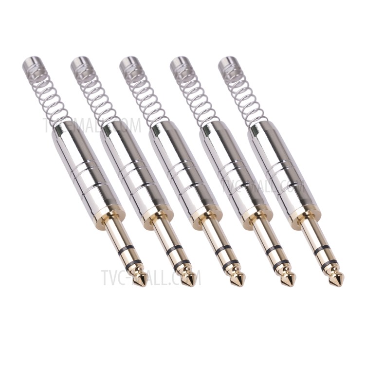 BLS02 6.35mm Gold-Plated Head Stereo with Spring DIY Welding Plug Metal Shell Adapter-3