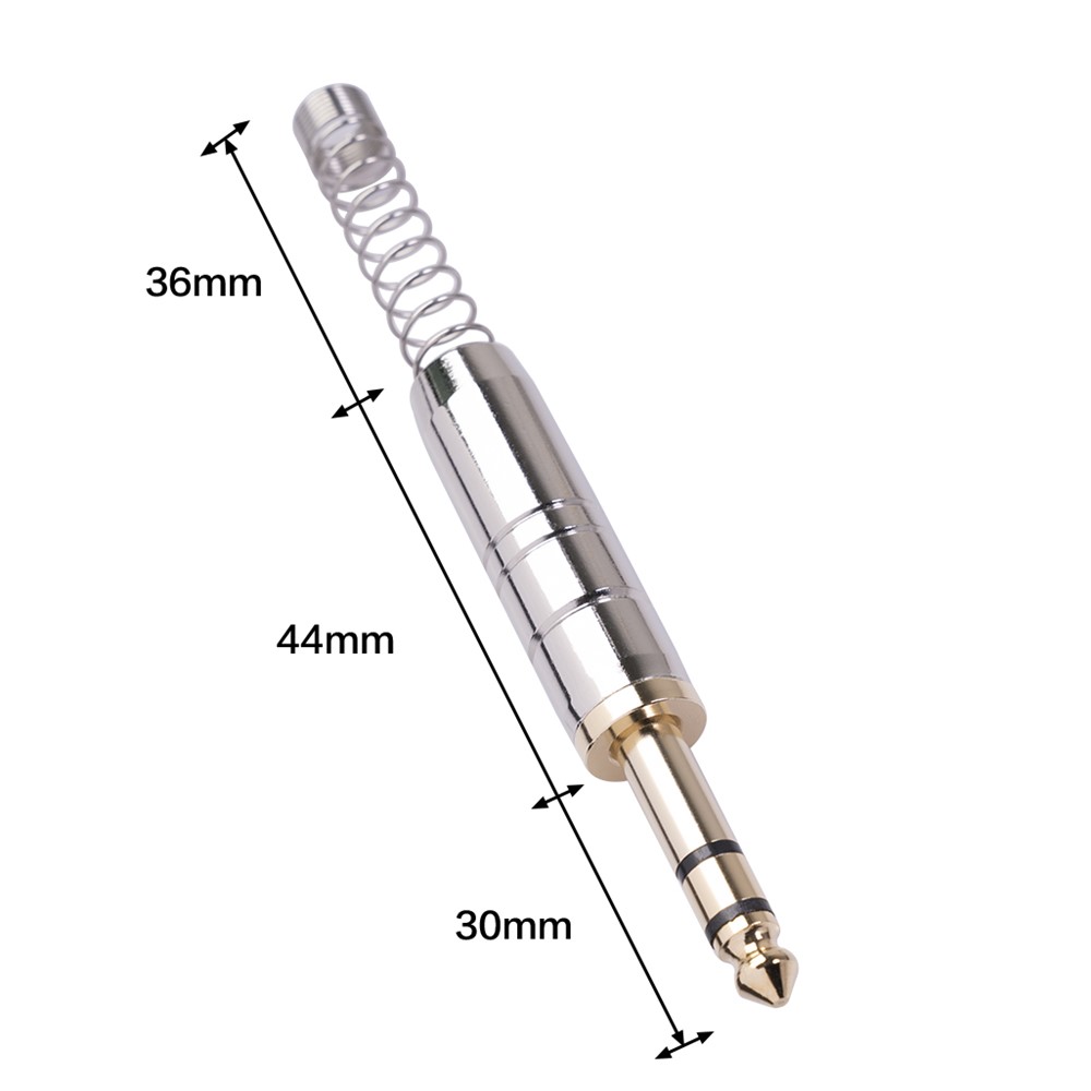 BLS02 6.35mm Gold-Plated Head Stereo with Spring DIY Welding Plug Metal Shell Adapter-4