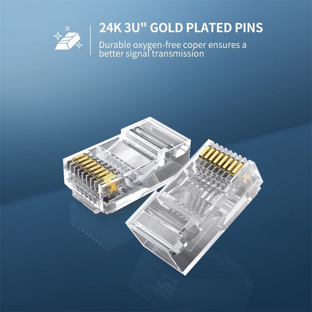 100Pcs UGREEN 60558 Cat6 RJ45 Connector Ethernet Cable Plugs 8P8C Crimp Modular UTP Network LAN Connectors-2