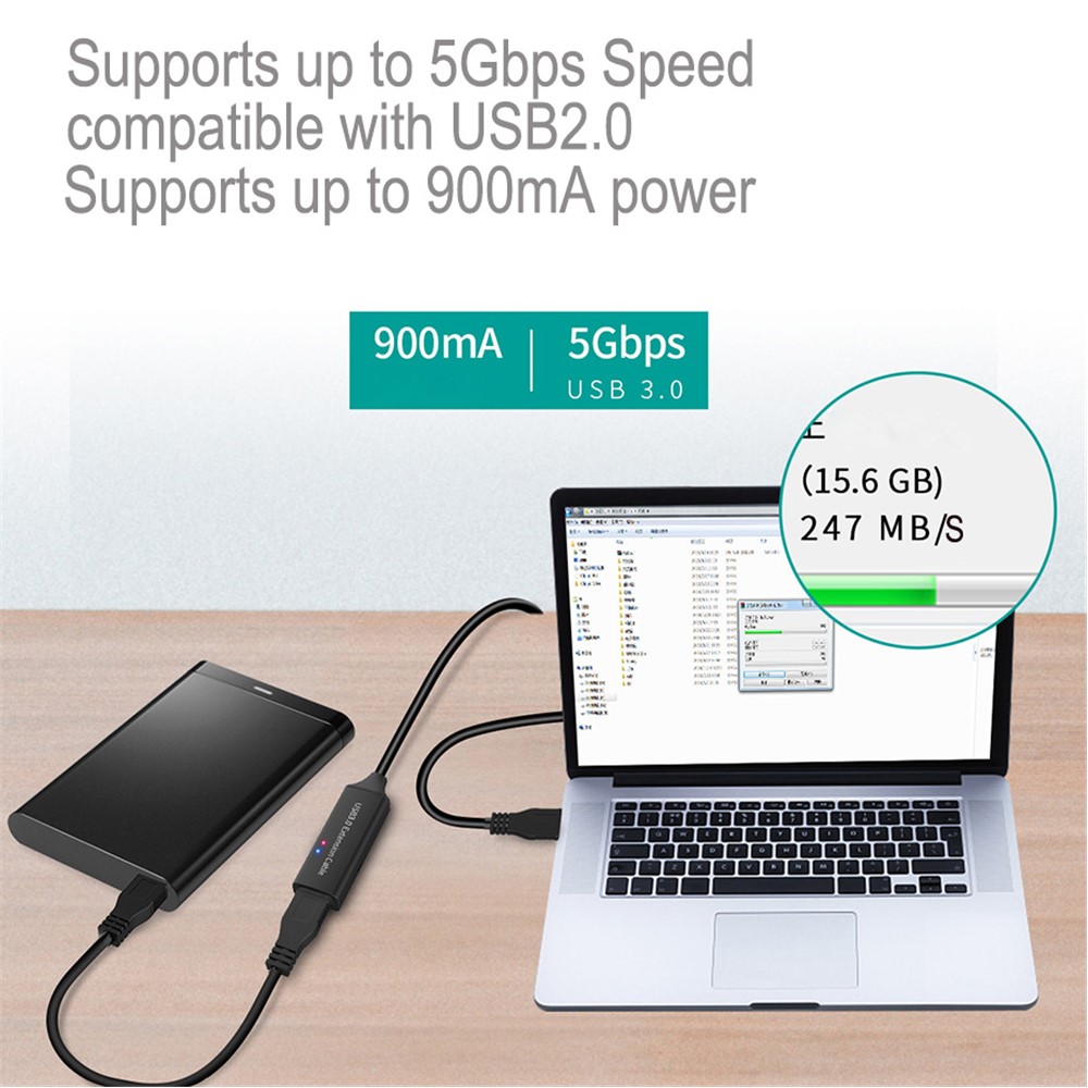 15m Type-A Male to Female USB Extender Cord 3.0 USB Extension Cable with Signal Booster 5Gbps Transmission Cord-2