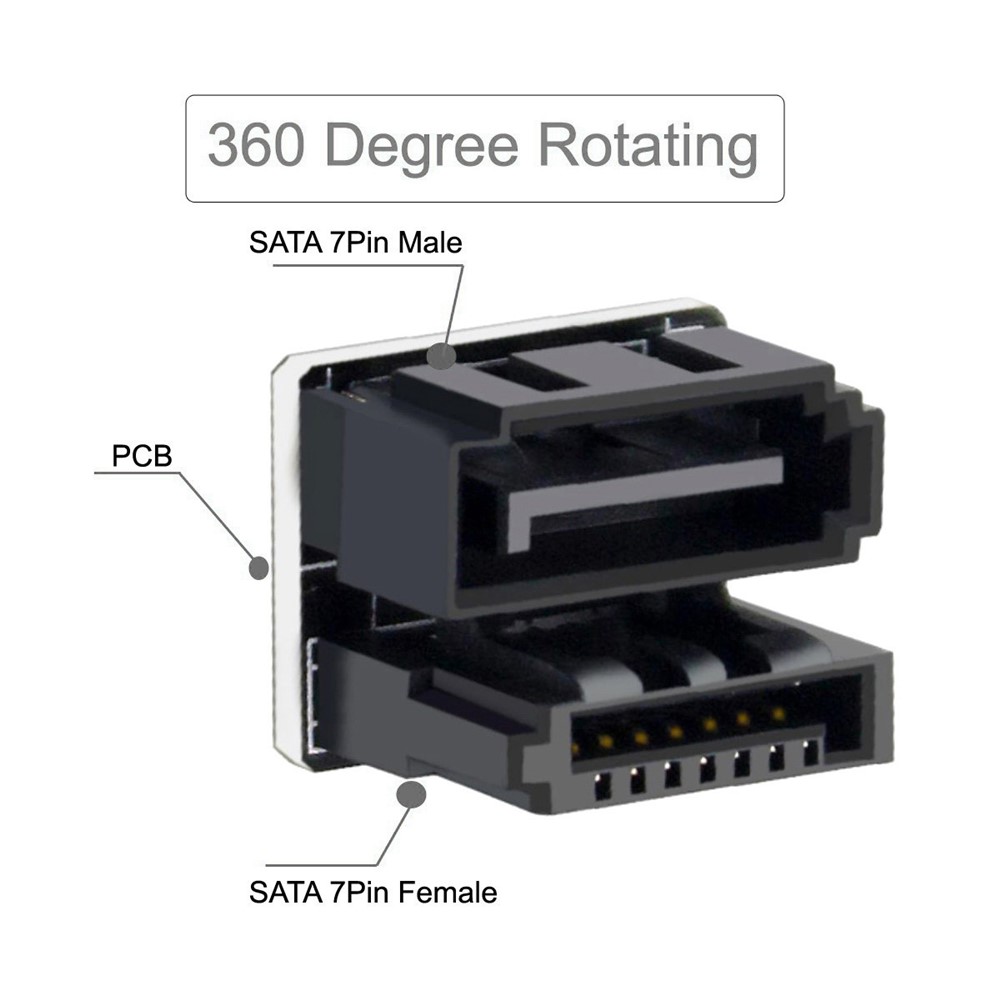 SA-019 360-Degree Elbow Design SATA 7Pin Female to 7Pin Male Computer Adapter for Desktops SSD HDD Mainboard Motherboard-2