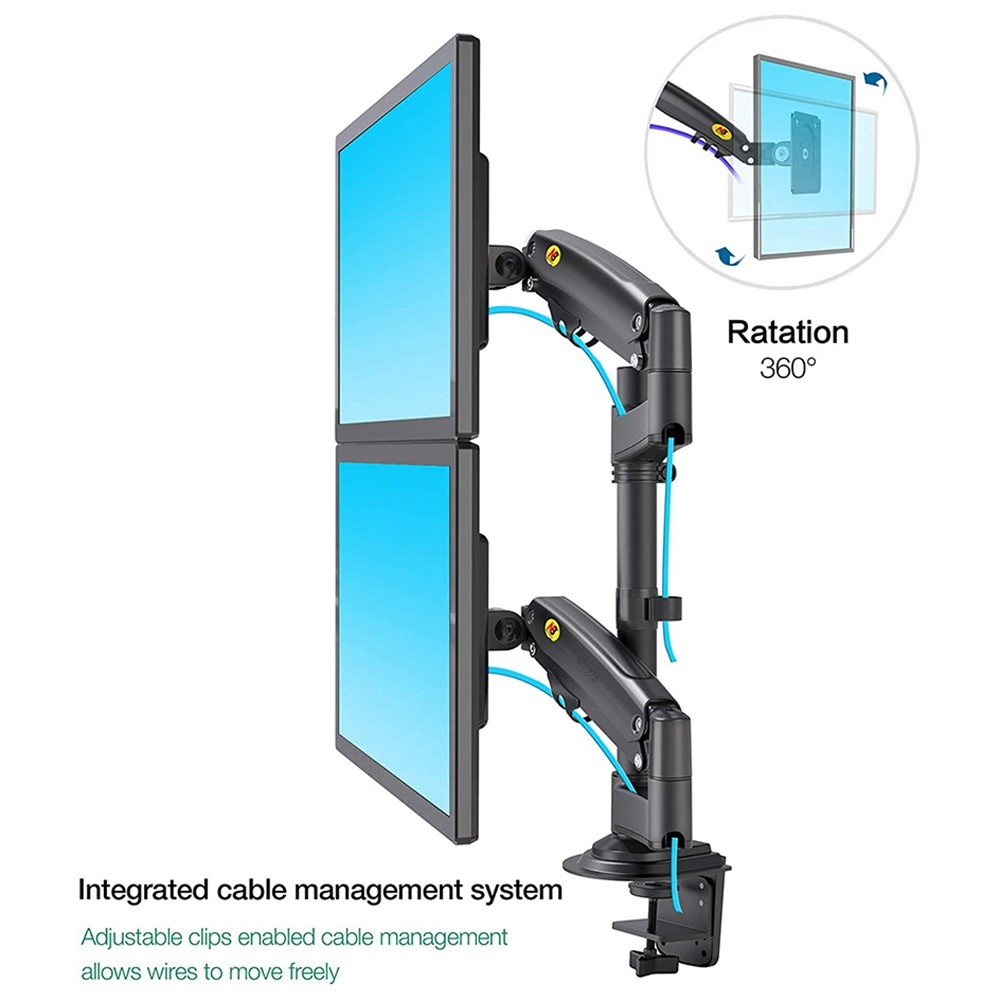 NORTH BAYOU H180 22-32 inch Dual Screen Computer Monitor Adjustable Holder Desktop Support Arm Bracket-3