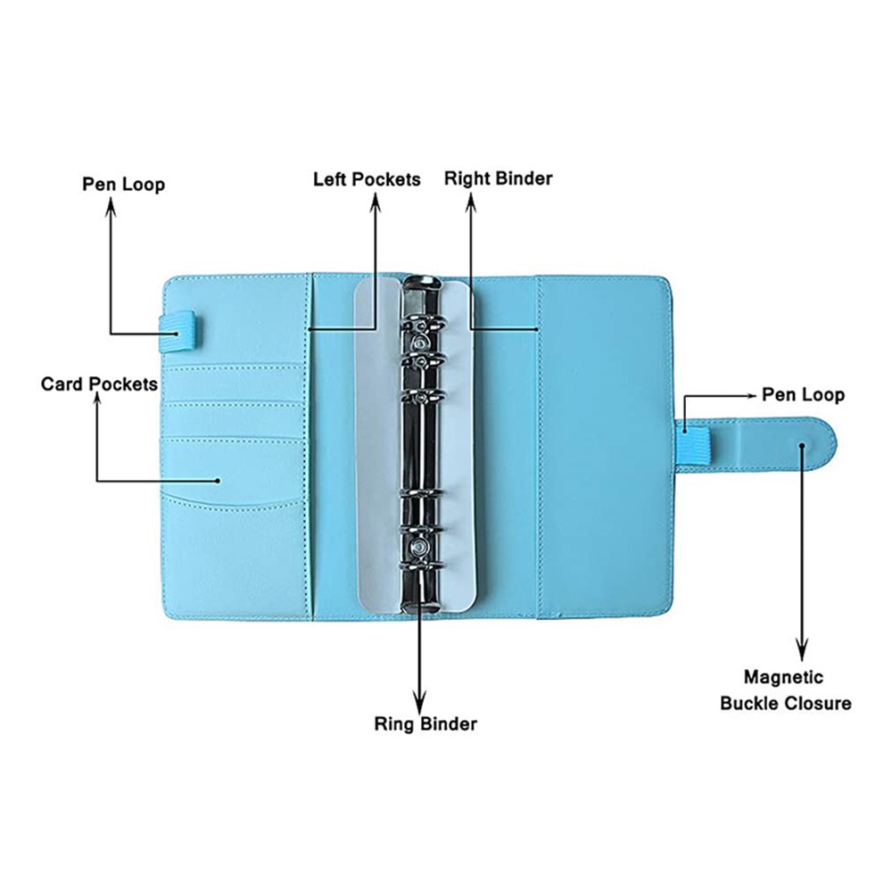 Shopping A6 Größe 6Ring PU Leder Notebook Binder Cover Laser Design