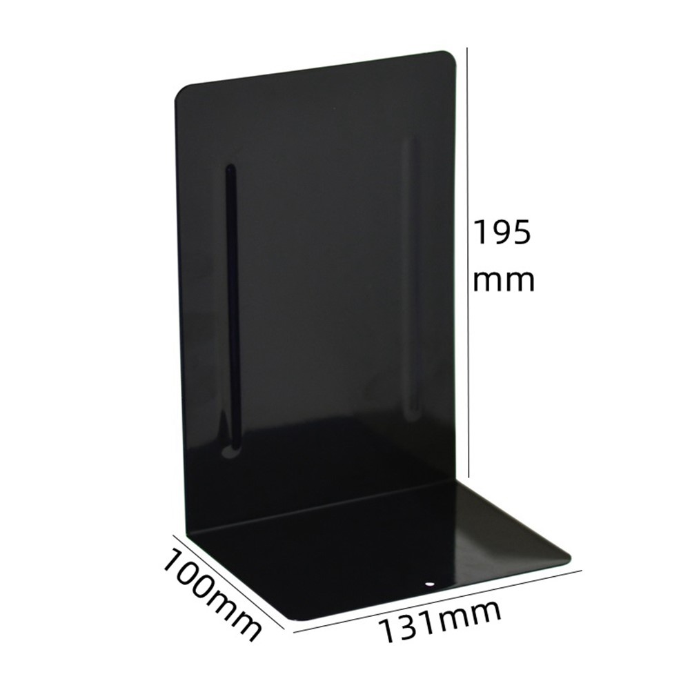 540 1 Pair Flat Panel Design Metal Bookends Books Holder Non-skid Desktop Shelf Bookends - Black-6