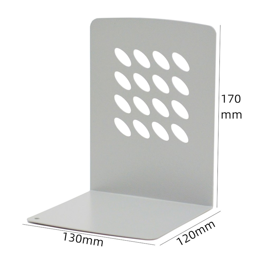 595 1 Pair Heavy Duty Bookends Hollow Out Metal Book End for Shelves Non-skid Bookend Supports - Grey-4