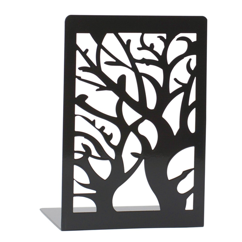 1 Pair Hollow Tree Design Metal Bookends Non-skid Desktop Shelves Books Bezel Holder-3