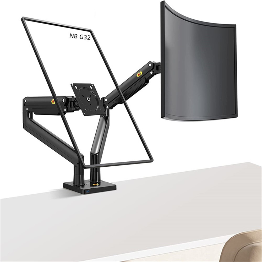 NORTH BAYOU G32 22-32 Inch Dual LCD LED Full Motion Monitor Mount with Gas Spring Arm-2