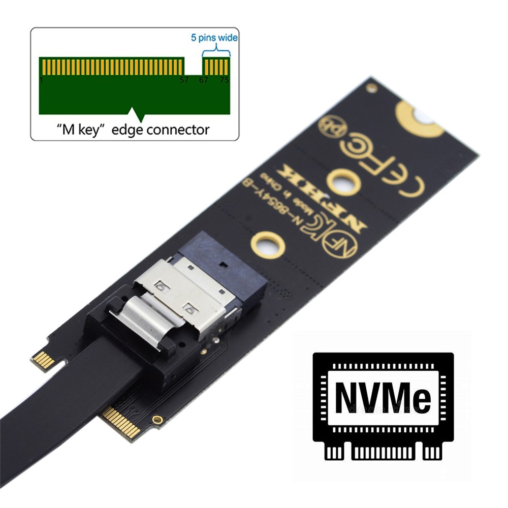 SA-040+SF-100-0.4M NVME M-key Male to Female Extension Cable Connector for Mainboard SSD-2
