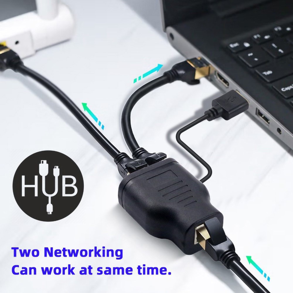 UT-015 100Mbps STP UTP RJ45 8P8C Plug to Dual RJ45 Hub Splitter Network Ethernet Switcher Adapter with USB Power Cable-3