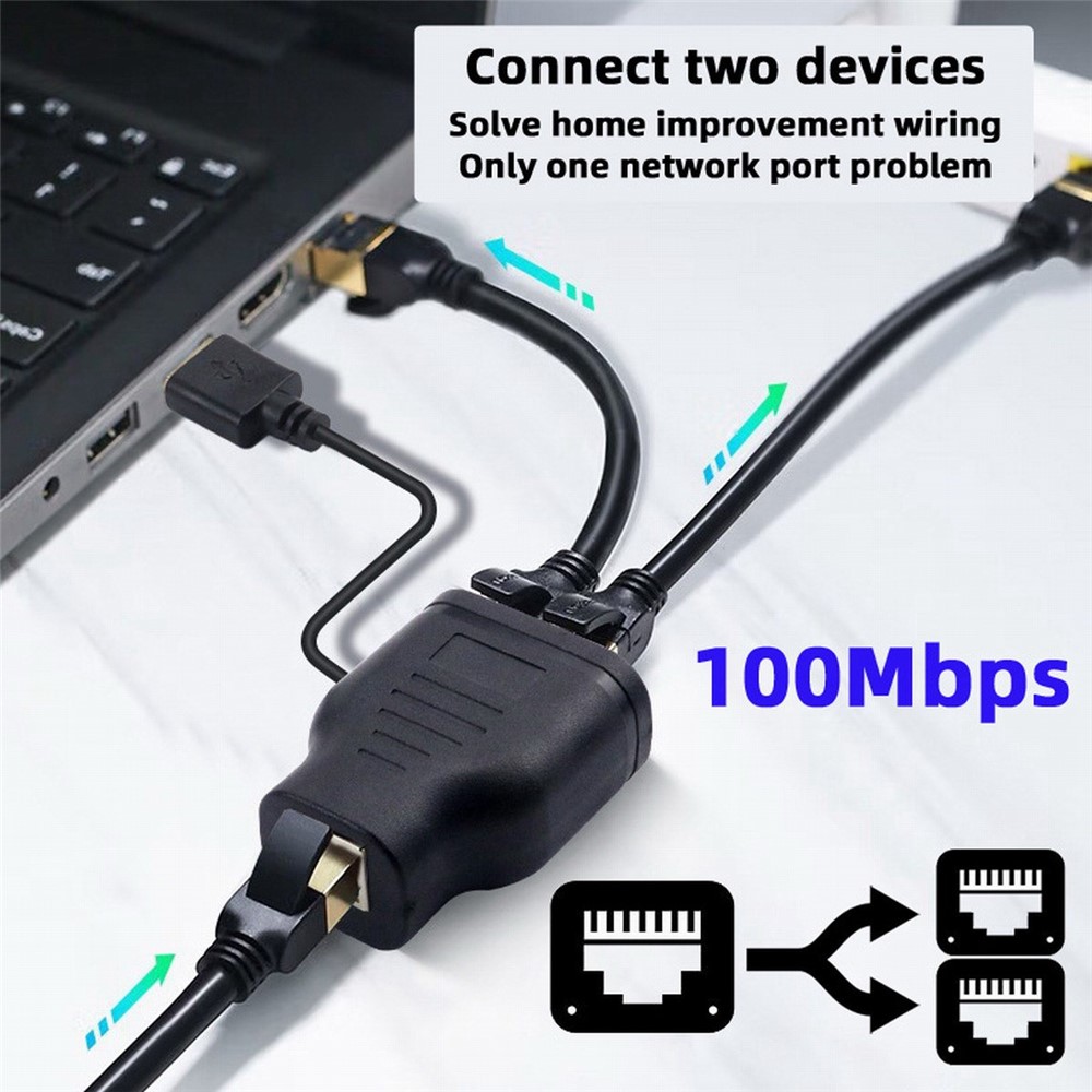 UT-015 100Mbps STP UTP RJ45 8P8C Plug to Dual RJ45 Hub Splitter Network Ethernet Switcher Adapter with USB Power Cable-7