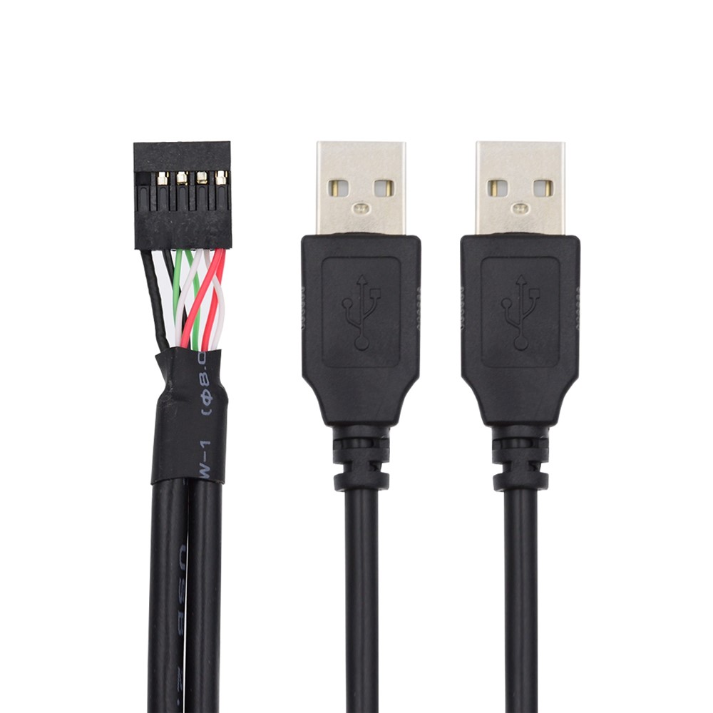 U2-128 50cm Motherboard 9Pin Female Housing to Dual USB 2.0 Male Type-A Cable-2