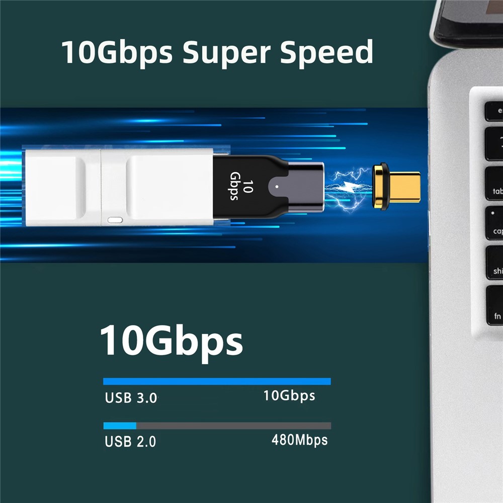 UC-028-AFB Magnetic Connector Type-C Male to USB 3.0 Female 10Gbps Data Transfer Adapter for Laptop Phone-3