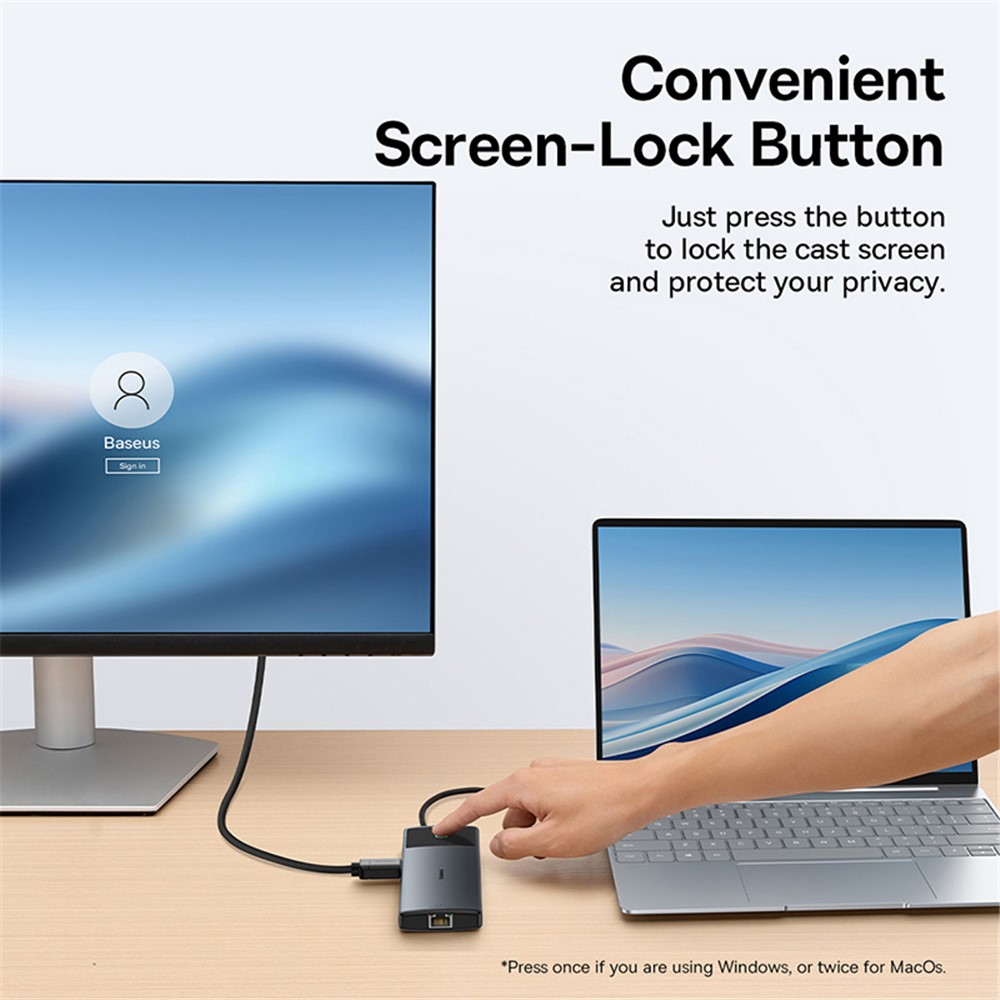 BASEUS Metal Gleam Series II 10-in-1 Type-C Hub Multiport Adapter USB-C to HD / USB-A / USB-C / RJ45 / SD / TF - Black