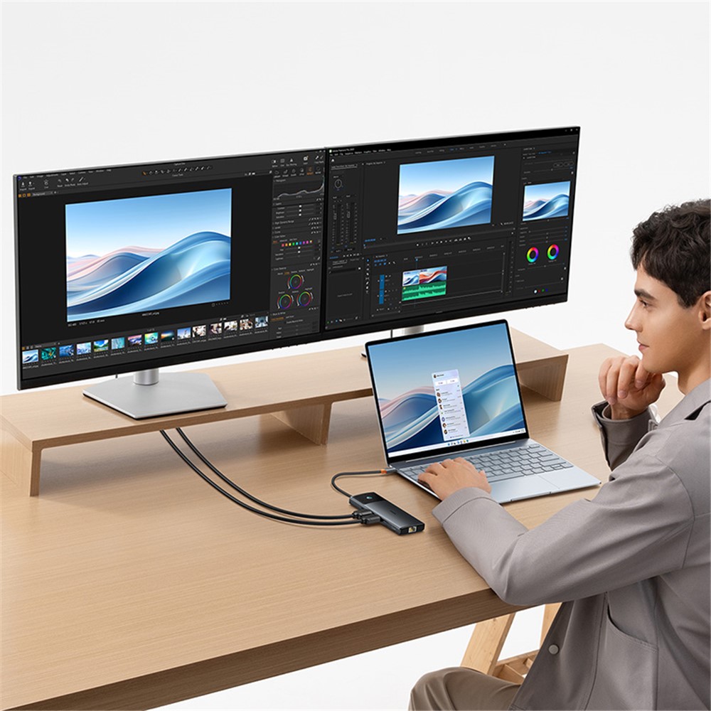 BASEUS Metal Gleam Series II 10-in-1 Type-C Hub Multiport Adapter USB-C to HD / USB-A / USB-C / RJ45 / SD / TF - Black