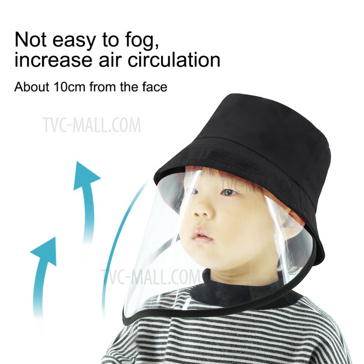 PULUZ PU471 Children Bucket Hat Protection Plaid Fisherman Cap with Removable Protective Face Shield Clear Visor Anti Virus Anti Splash Face Mask - Black-7