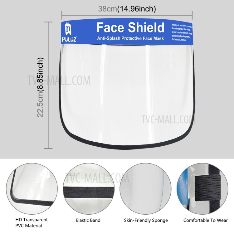 PULUZ PU465 Anti-salpicaduras Cara Máscara Protectora HD Transparente Protector De Cara PVC-3