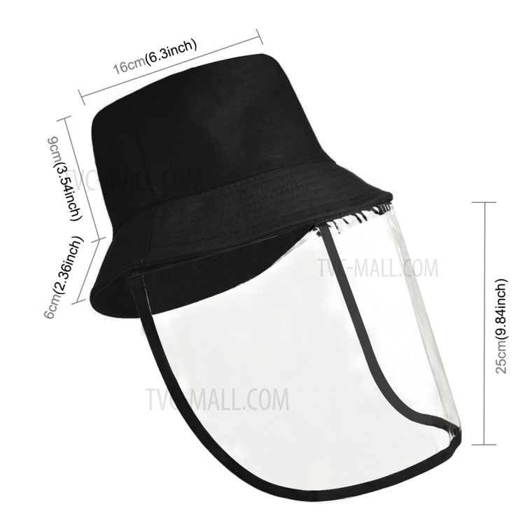 PULUZ PU464 Bucket Hat Protection Plaid Fisherman Cap with Removable Protective Face Shield Clear Visor Reusable Anti Virus Anti Splash Face Mask - Black-3