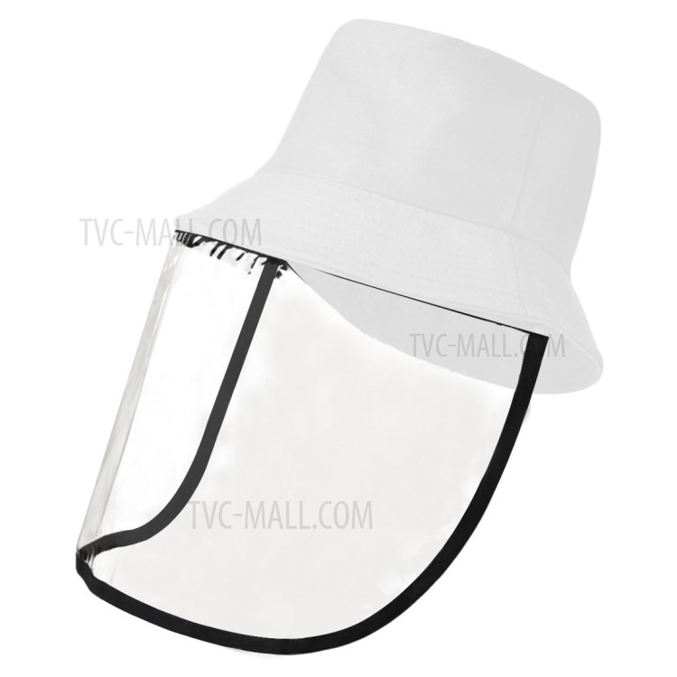 PULUZ PU464 Proteção Chapéu De Balde Xadrez Cap Pescador Com Removível Protetora Protetor Facial Viseira Transparente Máscara Reutilizável Anti Respingo - Branco-2