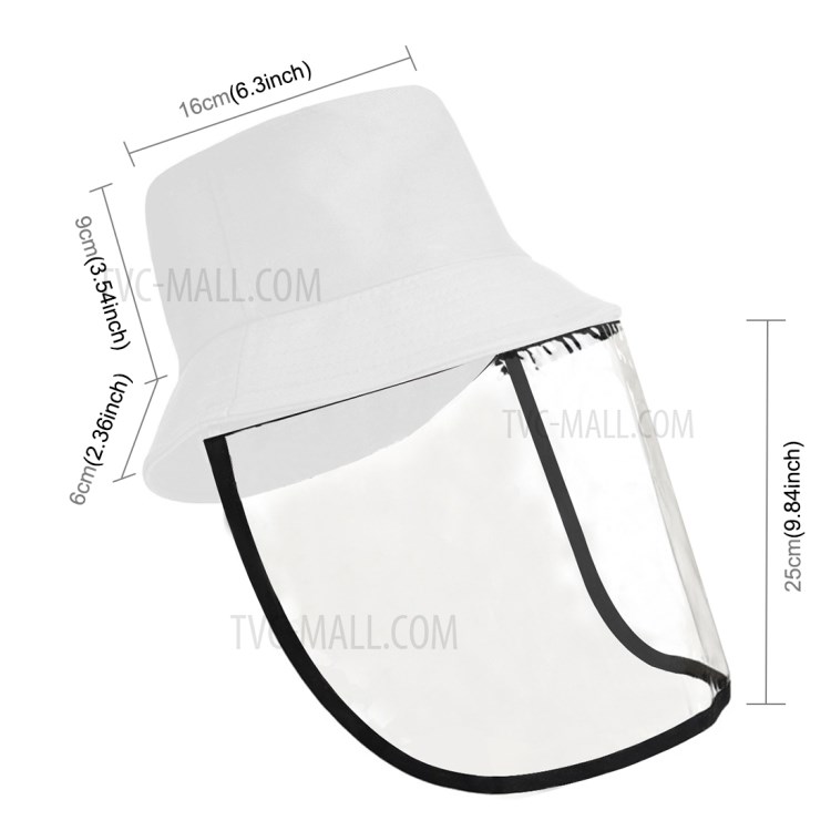 PULUZ PU464 Proteção Chapéu De Balde Xadrez Cap Pescador Com Removível Protetora Protetor Facial Viseira Transparente Máscara Reutilizável Anti Respingo - Branco-3