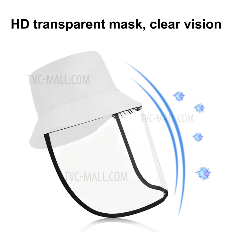 PULUZ PU464 Proteção Chapéu De Balde Xadrez Cap Pescador Com Removível Protetora Protetor Facial Viseira Transparente Máscara Reutilizável Anti Respingo - Branco-6