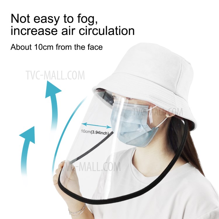 PULUZ PU464 Proteção Chapéu De Balde Xadrez Cap Pescador Com Removível Protetora Protetor Facial Viseira Transparente Máscara Reutilizável Anti Respingo - Branco-7