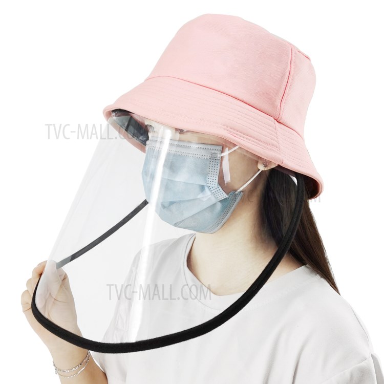 PULUZ PU464 Protección Cubo Del Sombrero A Cuadros Gorra De Pescador Con Extraíble Careta De Protección Transparente Reutilizable Visera Contra Salpicaduras Mascarilla - Rosado-1