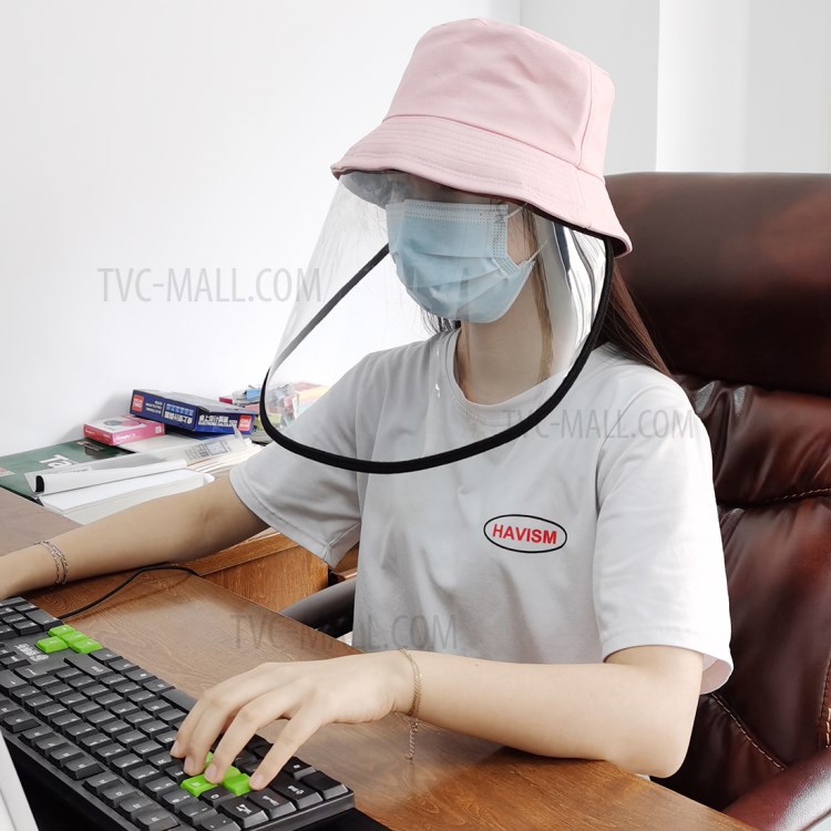 PULUZ PU464 Protección Cubo Del Sombrero A Cuadros Gorra De Pescador Con Extraíble Careta De Protección Transparente Reutilizable Visera Contra Salpicaduras Mascarilla - Rosado-10