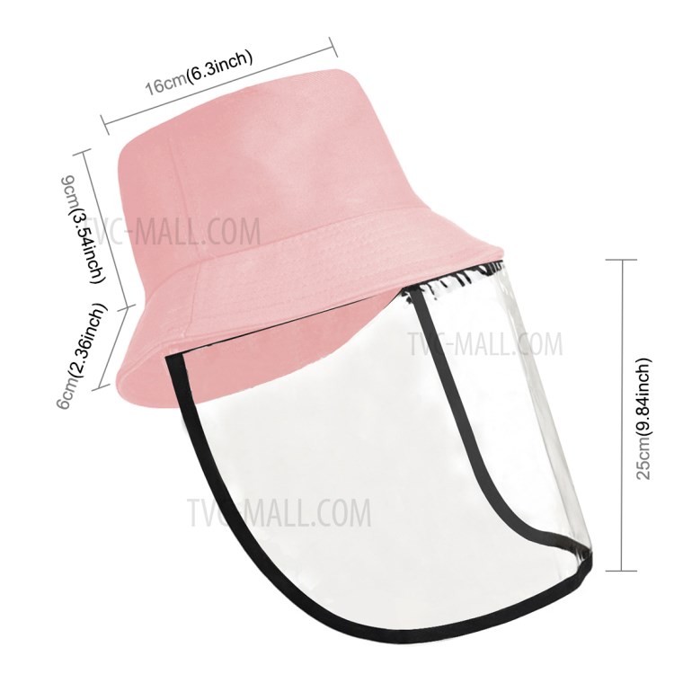 PULUZ PU464 Protección Cubo Del Sombrero A Cuadros Gorra De Pescador Con Extraíble Careta De Protección Transparente Reutilizable Visera Contra Salpicaduras Mascarilla - Rosado-3