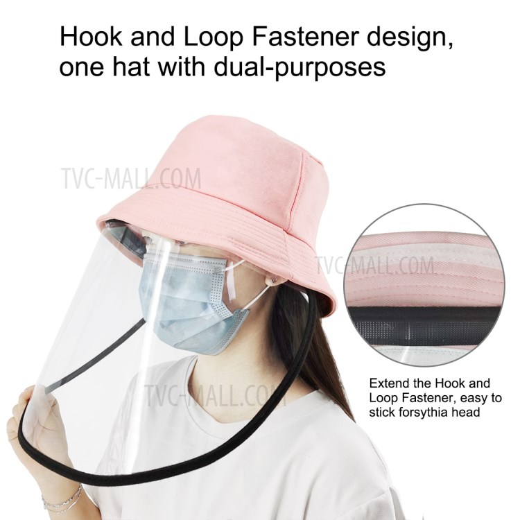 PULUZ PU464 Protección Cubo Del Sombrero A Cuadros Gorra De Pescador Con Extraíble Careta De Protección Transparente Reutilizable Visera Contra Salpicaduras Mascarilla - Rosado-5
